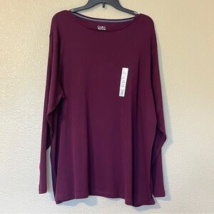 Croft & Barrow Women's Burgundy Long Sleeve Top